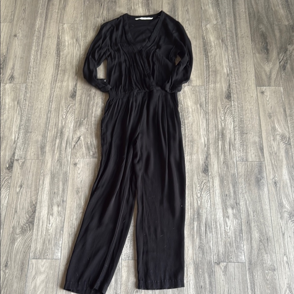 Cynthia Vincent Black Wide-Leg Jumpsuit with Fitted Bodice